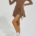 Tennis Dress for Women Athletic Dress with Built in Shorts Sleeveless Side Slit Golf Dress Workout Backless Dresses (Brown, S)