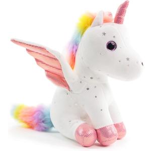 Sew Butiful 8" Unicorn Stuffed Animal - Cute Plush Toy Gift for 3-8 Years Old Girls, Soft Birthday Present for Baby, Toddler, Kids, Decor (White)