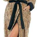 Alexander Del Rossa Plush Fleece Robe for Women, Long Hooded Bathrobe with Hood, Plus Size (L)