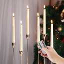 Eywamage Ivory Flameless Taper Candles with Remote, Flickering LED Wax Candlesticks Battery Operated Set of 6
