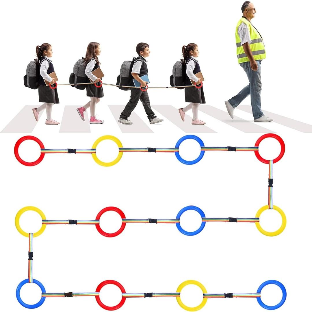 Yunsailing 12 Sets Toddlers Walking Ropes Preschool Walking Rope for Kids Handles Safety Colorful Line Detachable Transition Rope for Children's School Kindergarten Outdoor Supplies Wrist Leashes