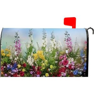 Spring Summer Floral Mailbox Cover Magnetic Large Oversized Wildflowers Mailbox Wraps Post Letter Box Cover for Garden Yard Home Decor 25.5" x 21" (Wildflwoer)