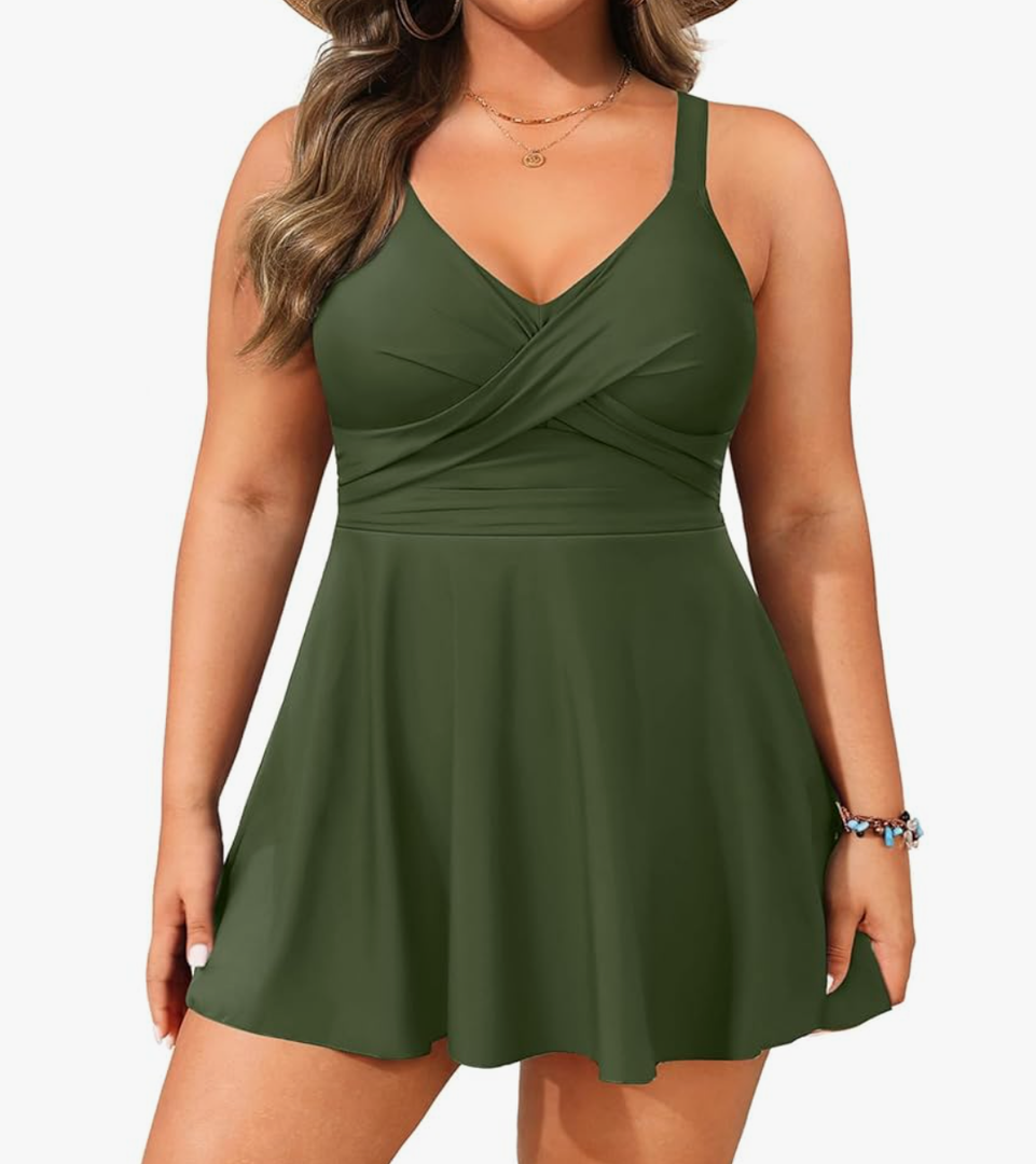 Aqua Eve Plus Size Swim Dress - Two Piece Tankini Swimsuit Tummy Control Bathing Suit with Shorts 2025 XXL