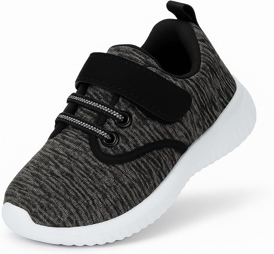 Toddler Sneakers Wide Toe Box Barefoot Shoes for Boys & Girls, Breathable Mesh, Lightweight Non-Slip Walking & Running Shoes (Gray) Size: 8