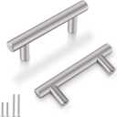Probrico 5 Pack 2-1/2" Hole Center Solid Stainless Steel T Bar Cabinet Pulls Modern Euro Style Brushed Nickel Kitchen Cupboard Handles Dresser Drawer Knobs Kitchen Cabinet Hardware 4" Length