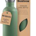 Bambaw Stainless Steel Water Bottle - Non-Insulated, Reusable Metal Sports Bottle, Sage Green/Grey