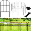 Decorative Garden Fence 24in (H) x 12.5ft (L), 12 Panels No Dig Garden Fencing Animal Barrier for Dogs Rabbits Arched Flower Bed Edging, Metal Wire Border Panel for Outdoor Patio Yard Decor