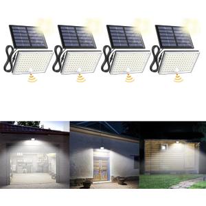 SUPERDANNY Solar Outdoor Flood Lights with 113 Bright LEDs, Motion Sensor Dusk to Dawn Outside Flood Lights with 16ft Cable IP65 Waterproof, Security Light for Garden Barn Porch 4 Pack (Black)