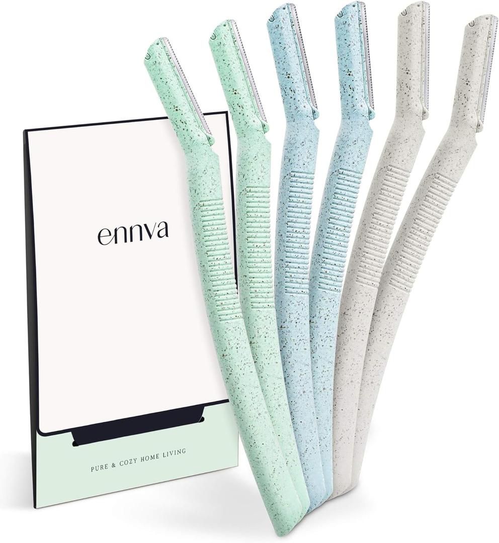 ennva Dermaplane Razor for Women | Face Razor & Eyebrow Trimmer | Multipurpose Facial Hair Removal Tool with Disposable Blades, 6Pcs
