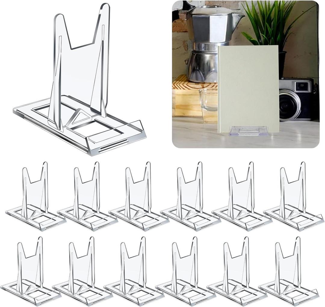 24 Pack Adjustable Book Display Stand, Crystal Clear Acrylic Book Easel, Comic Holder (4.41 x 4.13 x 2.36 Inch)