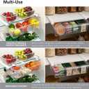 Glad Pull Out Fridge Drawer Organizer - Clip-On Under Shelf Refrigerator & Pantry Storage Bin with 3 Compartments for Fruit, Vegetables, and Deli Meat Drawer - BPA Free Clear Plastic, 3-Section Under Shelf Drawer