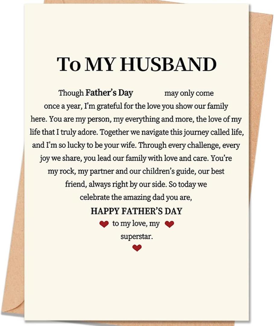 6 x Funny Fathers Day Card for Husband, Father's Day Card Gift from wife, Fathers Day Decoration for Husband