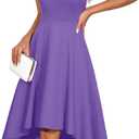 DRESSTELLS Formal Cocktail Dresses for Women, Wedding Guest Halter High Low Valentine Dress 2026 (Purple)