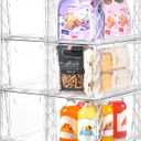 6Pack Stackable Kitchen Storage Organizer, Clear Foods Organizer Bins with Handles, Easily Assemble for Bathroom, Kitchen, Pantry, Cabinet, Closet (Large)