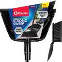 O-Cedar Strong Sweep Broom and Dustpan Set with Detail Brush | Indoor Outdoor Heavy Duty Stiff Bristle Broom | Step-On Dust Pan