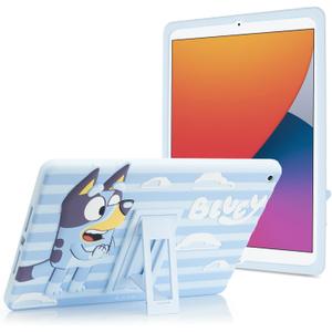 Bluey Kids iPad Case - 10.2 Case for iPad 9th/8th/7th Generation - 2019/2020/2021 Tablet Cover with Stand, Shockproof Silicone Protector