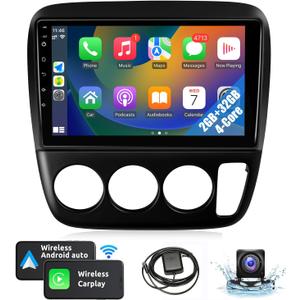 Naifay Android Car Stereo Radio for Honda CRV 1997 1998 1999 2000 2001 with CarPlay Android Auto, 9inch Touch Screen for Honda CRV Car Stereo Bluetooth GPS WiFi SWC FM Backup Camera (Manual A/C)