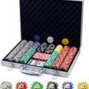 Boyzhood Poker Chips with Numbers,500PCS Poker Chip Set with Aluminum Travel Case,11.5 Gram Poker Set for Texas Holdem and Blackjack Gambling.