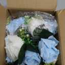 NUPTIO Flower Centerpieces for Wedding Tables: Blue & White Artificial Flower Ball Arrangement for Weddings Party - 2 Pcs Fake Floral Rose for Birthday Bridal Shower Decorations