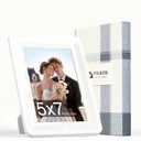 2 x White 5x7 Picture Frame,1 Pack, Fits 5x7 Photo or 4x6 with Mat, Acrylic Front & Durable ABS Frame, Shatterproof UV-Resistant Tabletop Display, Vertical/Horizontal Home Dcor Frame