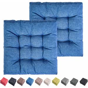 Outdoor Indoor Chair Cushions 20"x20" - Patio Furniture Cushion Set of 2 Comfortable Non-Slip Seat Pads Cover for Wicker Adirondack Deck Rocking Metal Chairs Universal Fit (2, Blue)