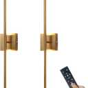 15800 mAh Battery Operated Wall Sconce with Remote Control Dimmable Wall Sconce Set of Two 3000K LED Brass Gold Wireless Wall Light Battery Powered Cordless Rechargeable Sconces Wall Lighting Set of 2