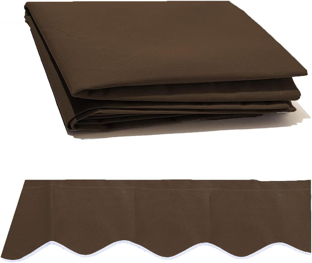 12' x 10' Retractable Patio Awning Replacement Fabric Cloth, Durable Exterior Sunshade Canopy Cloth, Reinforced Multi-Purpose Waterproof Protective Awning Cover, Brown