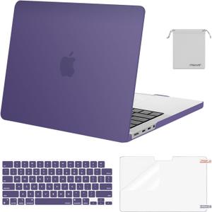 MOSISO Compatible with MacBook Pro 14 inch Case M5 2026 M4 2025 M3 M2 M1 2024-2021 A3427 A3426 A3434 A3112 A3185 A3401 A2918 A2992 A2779 A2442,Hard Case&Keyboard Skin&ScreenFilm&Pouch, Imperial Purple