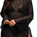 Lilosy Sexy Crochet Sheer Kaftan Caftan Beach Dress Bathing Suit Swim Coverup Summer Vacation Outfits One Piece, S