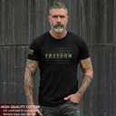 Freedom T Shirt, American Flag Shirt, Freedom Shirts for Men, Patriotic Shirts for Men (Black, L)