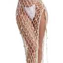 Cutecrop Women Swimsuit Crochet Cover up Dress 2026 Summer Bathing Suit Asymmetric Coverup Beach Tie Wrap Shawl Mermaid Skirt