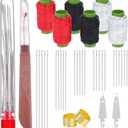33Pcs Big Eye Steel Needles Set Portable Hand Sewing Kit Suitable for Beginners and Everyday Use, Include 25 Steel Needles, 3 Reels of Thread, Seam Ripper, 2 Needle Threader, 2 Thimbles