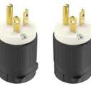 UL Listed NEMA 6-20P Electrical Male Plugs Extension Cord Ends Drop Cord Caps Replacement 220 240 250 Volt AC Connectors 20 Amp 3-Prong Straight Blade 2-Pole 3-Wire Commercial Grade 2-Pack