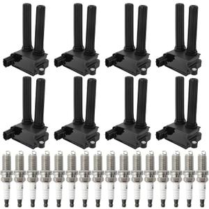 8 Ignition Coils UF504 with 16 Iridium Spark Plugs Compatible with Dodge Ram 1500 2500 3500, Compatible with Chrysler 300 Aspen, Jeep Grand Cherokee, 5.7L V8 HEMI 2006-2020