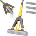 Masthome Sponge Mop,Roller Sponge Mop with 3 Absorbent PVA Mop Refills,Self Squeeze Sponge Mops and Stainless Steel Handle,PVA Sponge Mops for Floor Cleaning