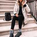 TEMOFON Winter Snow Boots for Women: Waterproof Fur Lined Ankle Booties, 9