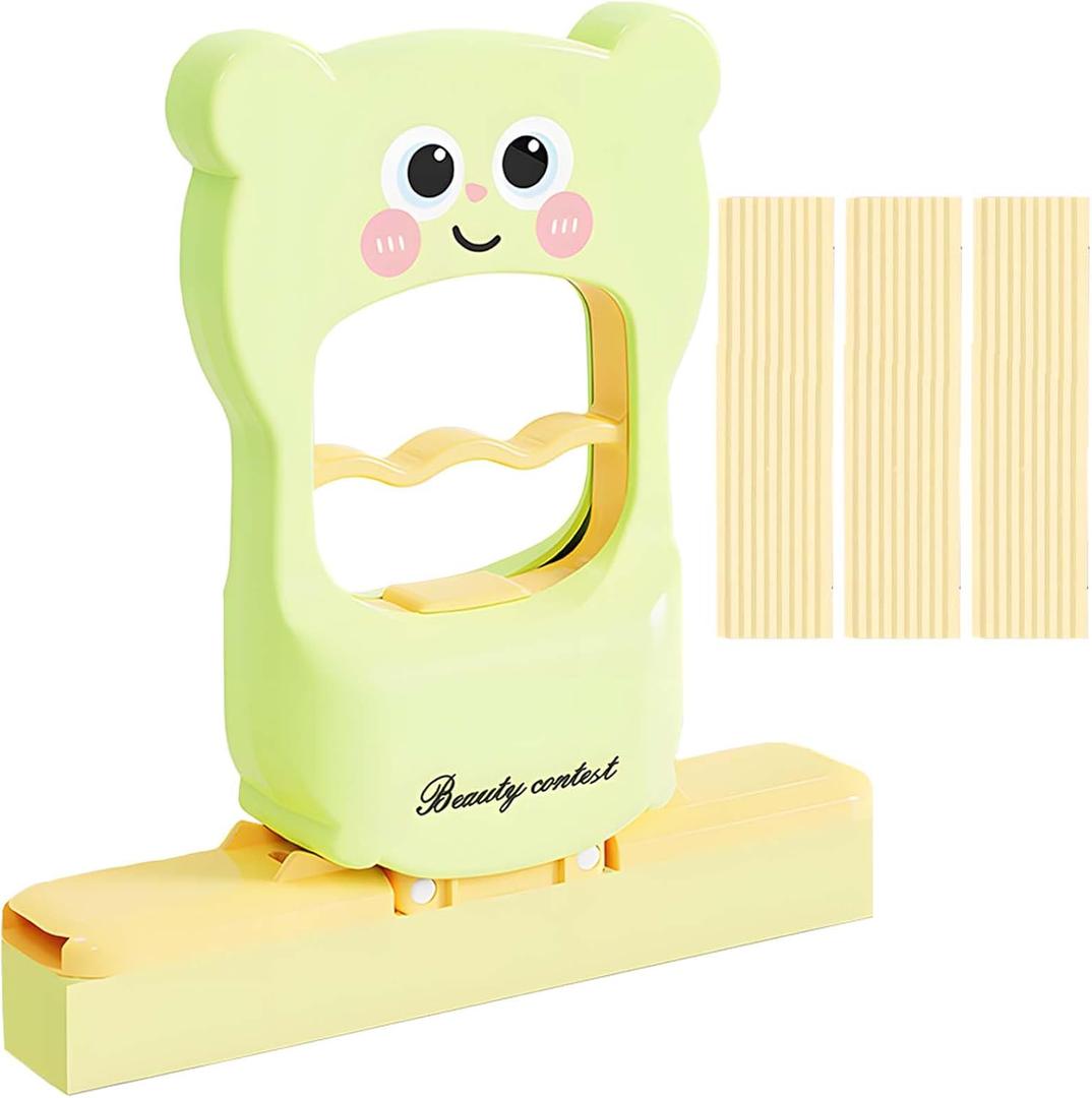2025 New Mini Foldable Desktop Mop with Self-Squeeze Sponge - Cartoon Bear Cleaning Tool for Wet and Dry Use on Kitchen, Stove, Sink, Countertops, Glass, Bathroom, and Car (Yellow)