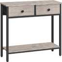 HOOBRO 29.5" Narrow Console Table with 2 Fabric Drawers, Small Entryway Table with 2-Tier Storage Shelves, Sofa Table, Behind Couch Table, for Living Room, Hallway, Greige and Black BG71XG01