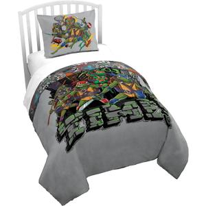 Jay Franco Duvet Cover Set  3 Piece Comforter Cover and Sham Set, Super Soft Cozy Kids Bedding (Insert Not Included) Grey - Teenage Mutant Ninja Turtles, Twin