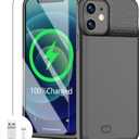 Battery Case for iphone 12/12 Pro, Ultra-Slim Battery Charging Case Charger 7000mAh Rechargeable Charger Anti-Fall Protection Cover Extended Batteries Pack for iPhone 12 Pro/12 (6.1 inch) Black (for 12/12 Pro)