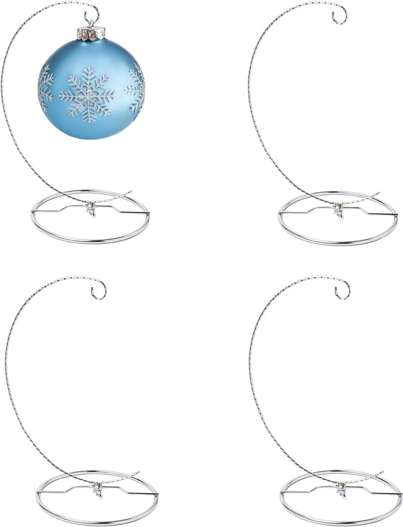 HOHIYA Christmas Ornament Display Stand 4 Pack 9.5" Chrome Silver Twist Wire Holders for 150mm/6inch Glass Terrarium Air Plant Halloween Xmas and Easter Decorations