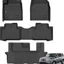 ANBINGOFloor Mats Fit for Pilot 2009-2015.All Weather Protection TPE Waterproof Non-Slip Floor Liners Fit 1st & 2nd &3 rd Row Set Accessories-Black