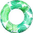Pool Float for Swimming Pool, Inflatable Swim Tube Floaties for Teens Adults Tropical Leaf Printed Swim Ring Pool Party Decoration (Green)