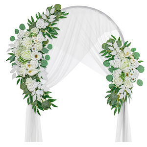 Wedding Arch Flowers, Artificial Flowers for Decoration, 2pcs Flower Swag and 1 pcs Semi-Sheer Chiffon Table Runner Swag for Beautiful Dream Wedding Ceremony Floral Decor - Pack of 3