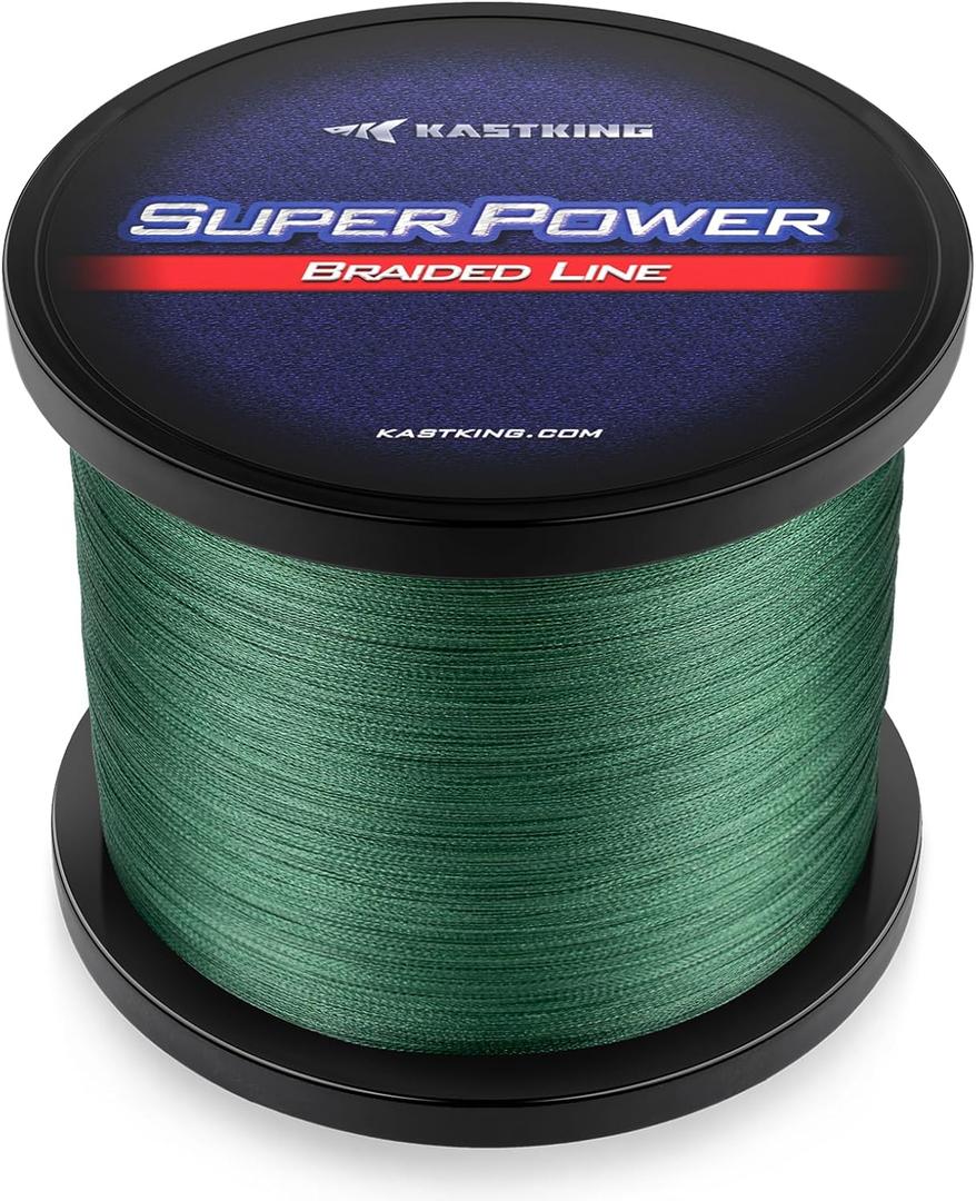 KastKing SuperPower Braided Fishing Line - Abrasion Resistant Braided Lines  Incredible Superline  Zero Stretch  Smaller Diameter  A Must-Have! (30LB(1097 Yds), X4-Moss Green)