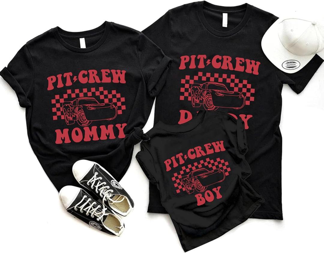 Cars Shirt Dad Mom Boy Matching Family Tshirt Race Car Themed Tee Cute Vacation Short Sleeve Tops (Black, S)