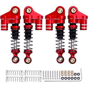 Aluminum 36mm Shocks for SCX24 Gladiator C10 JLU Deadbolt B17 Axial 1/24 RC Crawler Upgrade Parts (4-Pack) (Black & red)