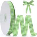 Green Gingham Ribbon 3/8", 25 Yards Roll Green and White Buffalo Plaid Ribbon Polyester Check Ribbon for Christmas Gift Wrapping DIY Crafts Hair Accessories and Home Decor