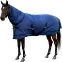 Horse Blankets Winter for Real Horses, 1600D Waterproof Poly Rain Sheets 79 Inch with Neck Cover Belly Wrap Tail Wrap Turnout Blanket, Horses Stuff Care Medium Large Weight Heavy Outdoor Clothes Blue