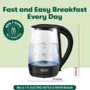 bella 1.7 Liter Glass Electric Kettle, Quickly Boil 7 Cups of Water in 6-7 Minutes, Soft Blue LED Lights Illuminate While Boiling, Cordless Portable Water Heater, Carefree Auto Shut-Off, Black